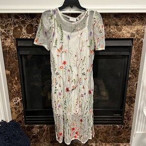 K/Lab Floral Mesh Midi Dress